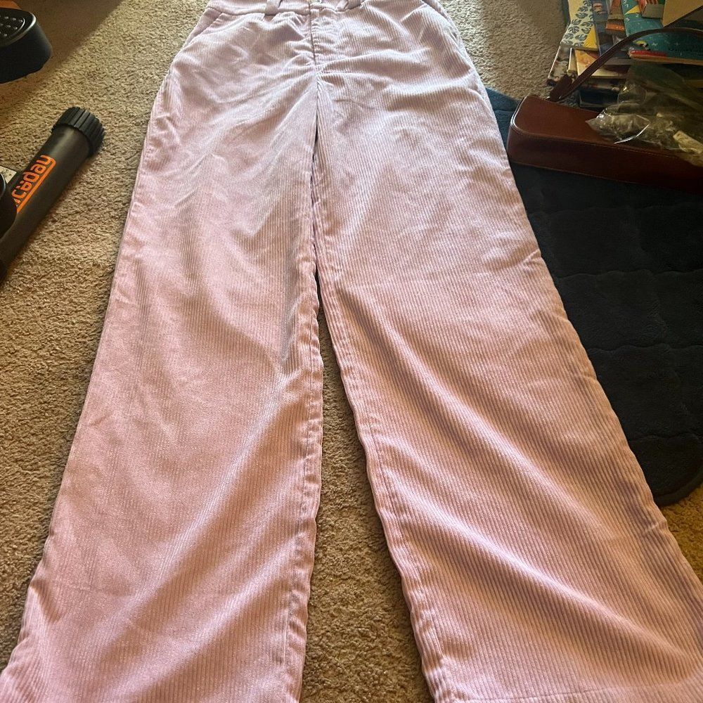 Nasty‎ Gal wide leg corduroy style purple pants 4